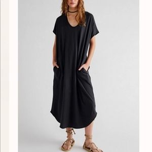 Free People FP Beach Lotus Midi Dress Black Size Small